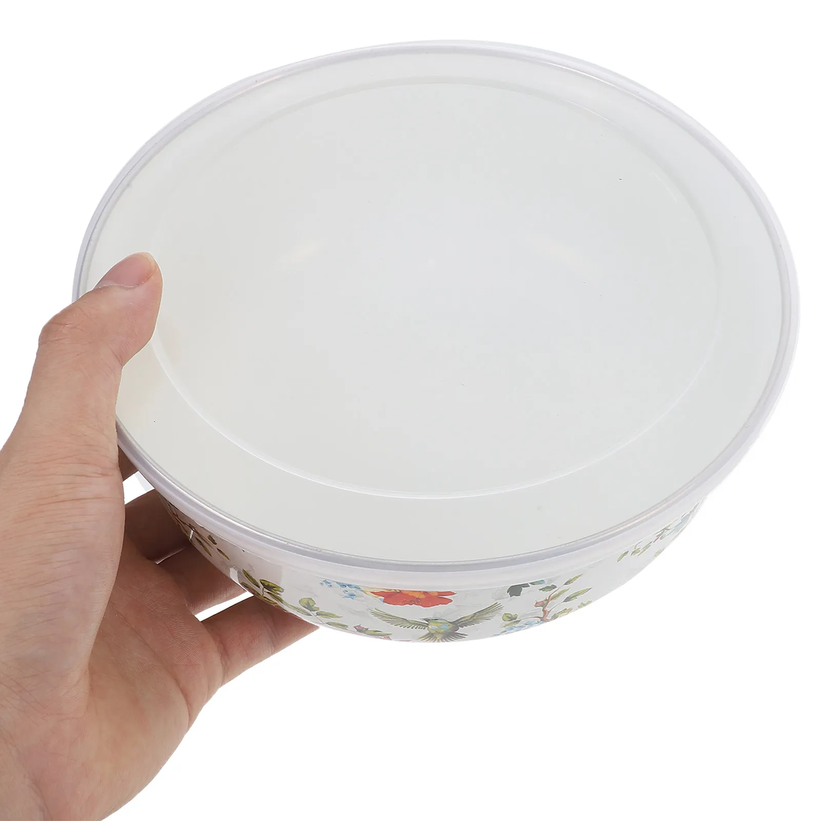 

5Pcs Fresh Keeping Enamel Bowl Set Vintage Chinese Style Soup Bowls with Lid Preservation Cover Enamel Bowl Salad Noodle Bowls
