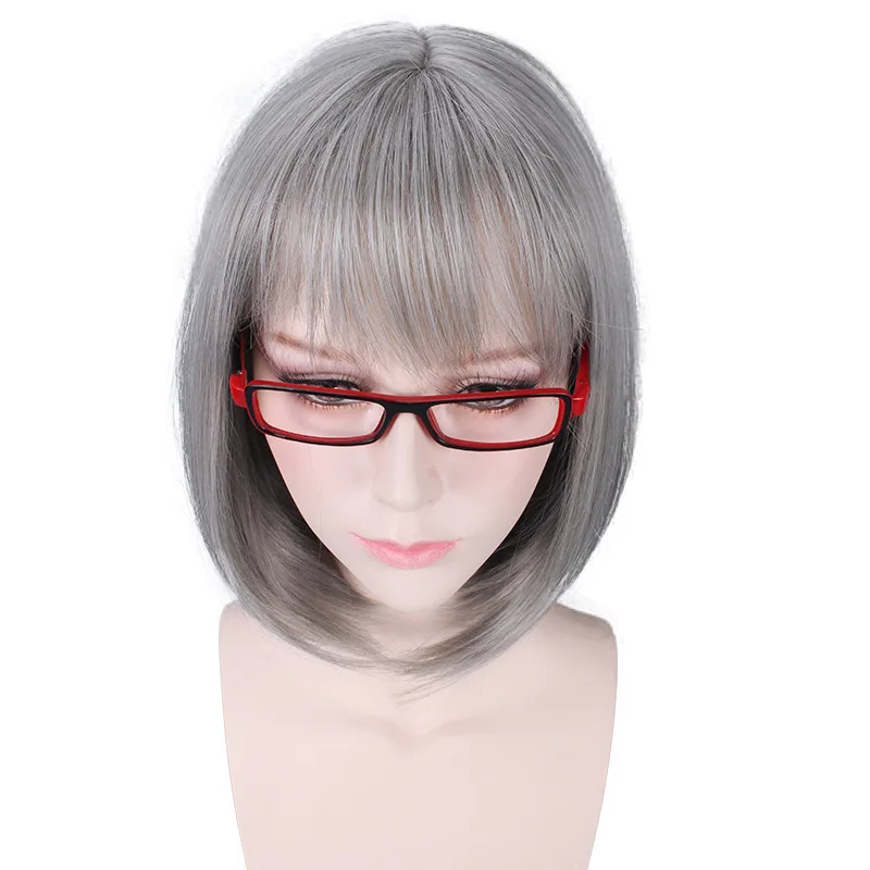 Grey Bob Cosplay Wig Short Anime Hair Synthetic Heat Resistant  Fiber Party Costume Wigs Cartoon Accessorries