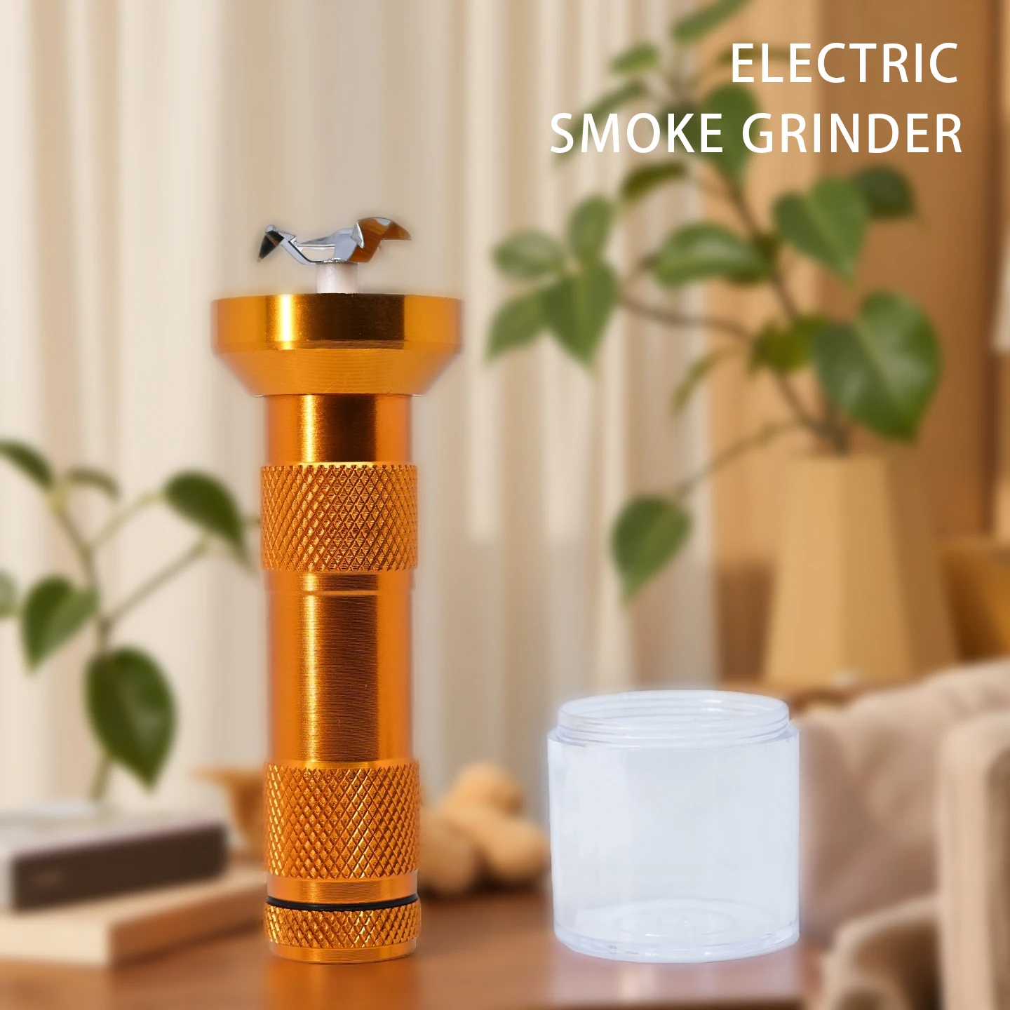 Small Electric Aluminum Alloy Grinder for Home Use, Quick Grinding of Pepper and Sea Salt, Automatic Grinder, Portable Grinding Tool (Without Battery)