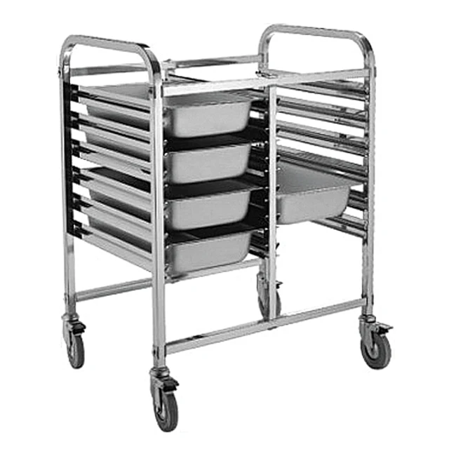 Industrial Kitchen Trolley Prices Mobile Baking Trolley / Double Row 15 Tilers Tray Trolley / L-Shape Brackets Serving Food Cart