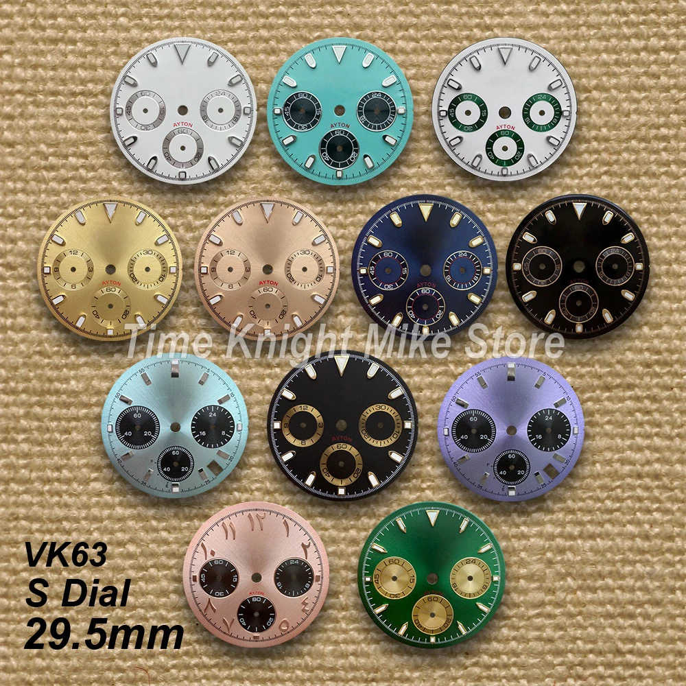 29.5mm Panda DTN S Dial For VK63 Movement Green Luminous High-Quality Watch Modification Accessories