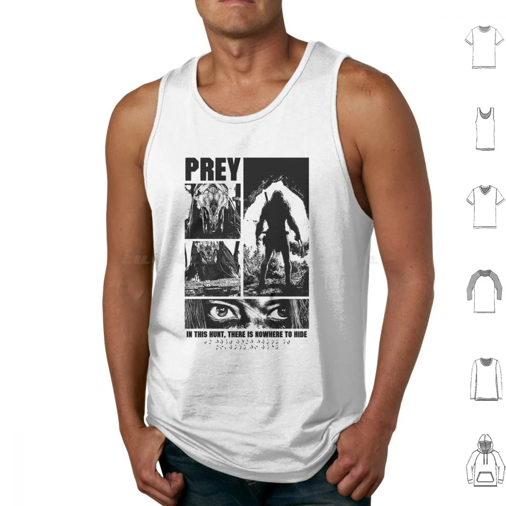 Prey , Hunter , Film , White Version Tank Tops Print Cotton The Movie Hunter Arnold Schwarzenegger Horror Animal