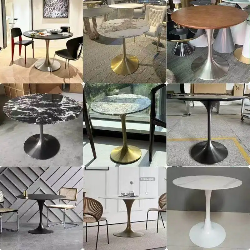 Stainless Steel Negotiation Table Legs Small Waist Table Feet Round Table Light Luxury Horn Base Rock Slab Tulip Edge Few Bracke