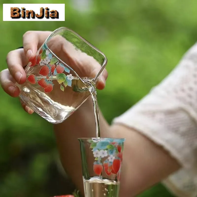 190Ml Handmade Strawberry Pattern Glass Tea Pitcher Creative Heat-Resistant Sharing Pot Cha Hai Justice Cup For Supplies - view 4