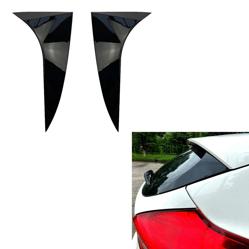 ABS Glossy Black Vertical Rear Window Side Spoiler Wing For Ford Focus Hatchback 2015-2018 Rear Triple-Cornered Cover