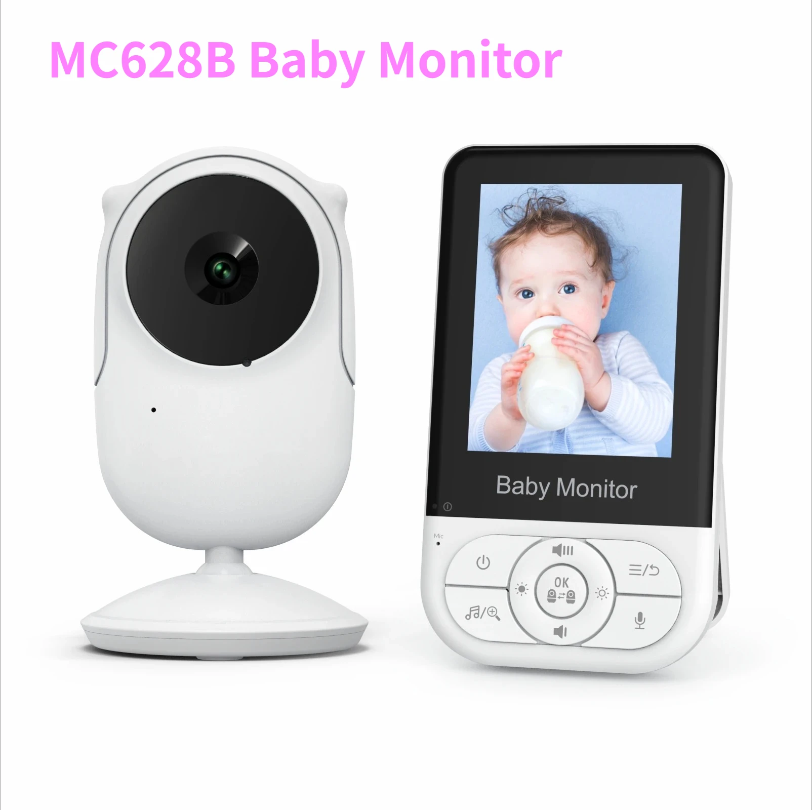 MC628B Baby Monitor 2.8inch LCD Screen Two Way Audio Talk Zoom Remotely Auto Night Vision Up To 1000 Feet Connection Range