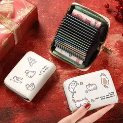 Cute Card Holder Cartoon Ultra-Thin Compact Bank Card ID Pocket Female Coin Purse Student Anti-Degaussing Large Capacity Wallet