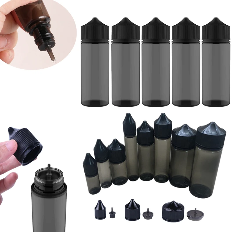 5pcs mini 10/15/30/60/120/ml leere schwarze Plastik-Haustier-Tropf flaschen e Saft flüssige Reise tropfen flasche Vape-Öl behälter