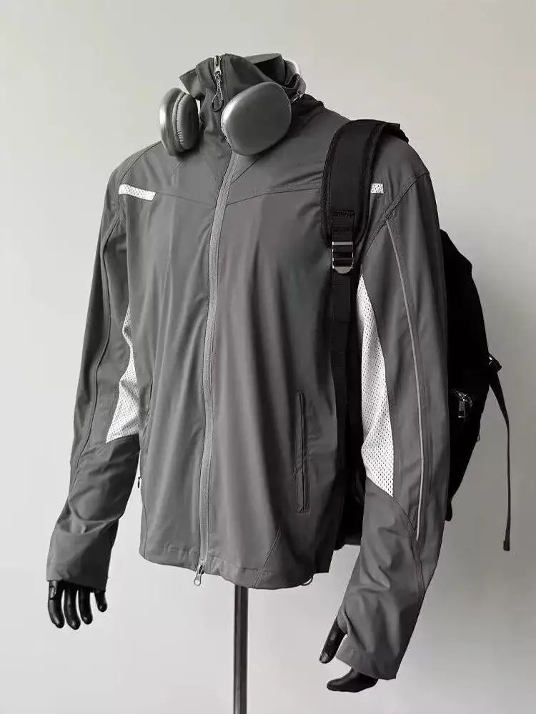 Quick Dry Lightweight Summer Outdoor Sports Sun Protection Shirt Men's Breathable Stand Collar Jacket Thin Model Fashionable