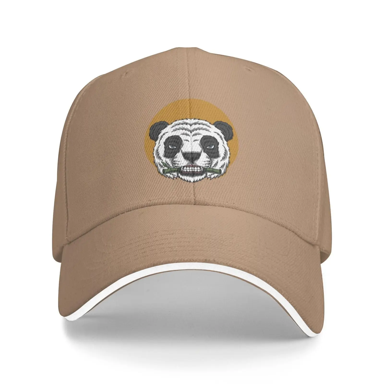 Angry Panda Trucker Baseball Cap for Men Women Hat Sandwich Brim Dad Hats Natural