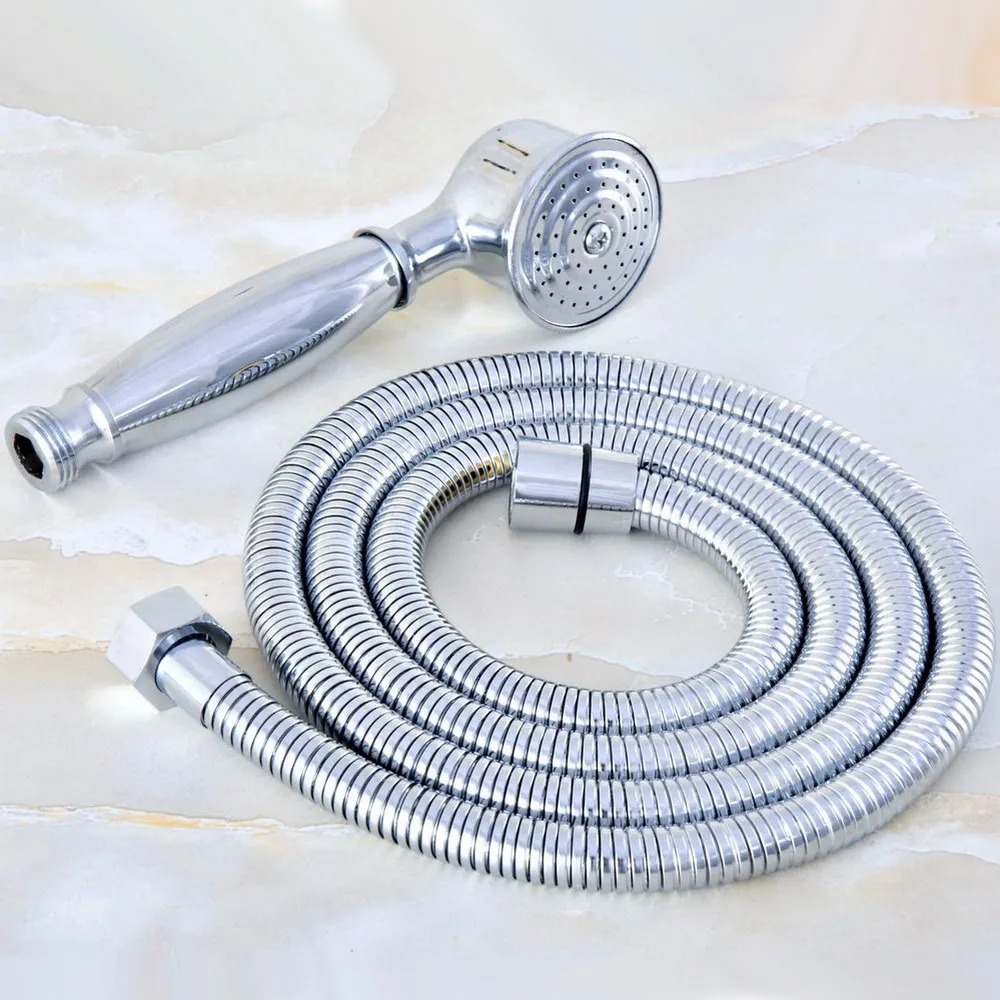 

Polished Chromse Brass SetHand Held Shower Head & 1.5M Shower Hose Set Water Saving Bathroom Telephone Style 2hh023