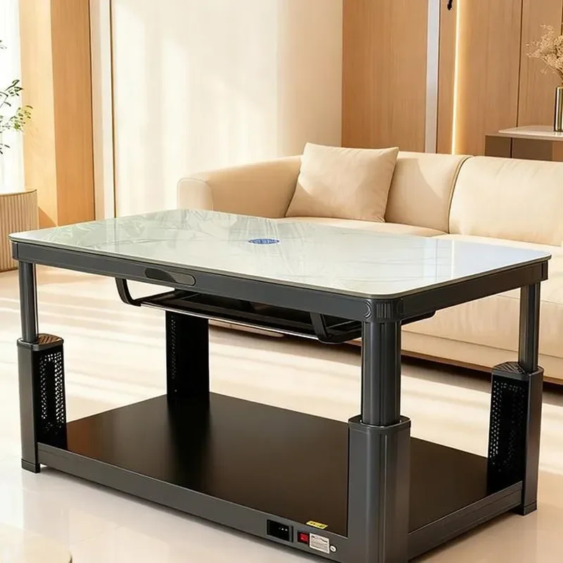 Flame Lift Heating Tea Table Multi Function Living Room Fire Table Household Heater Rectangular Electric Heating Table