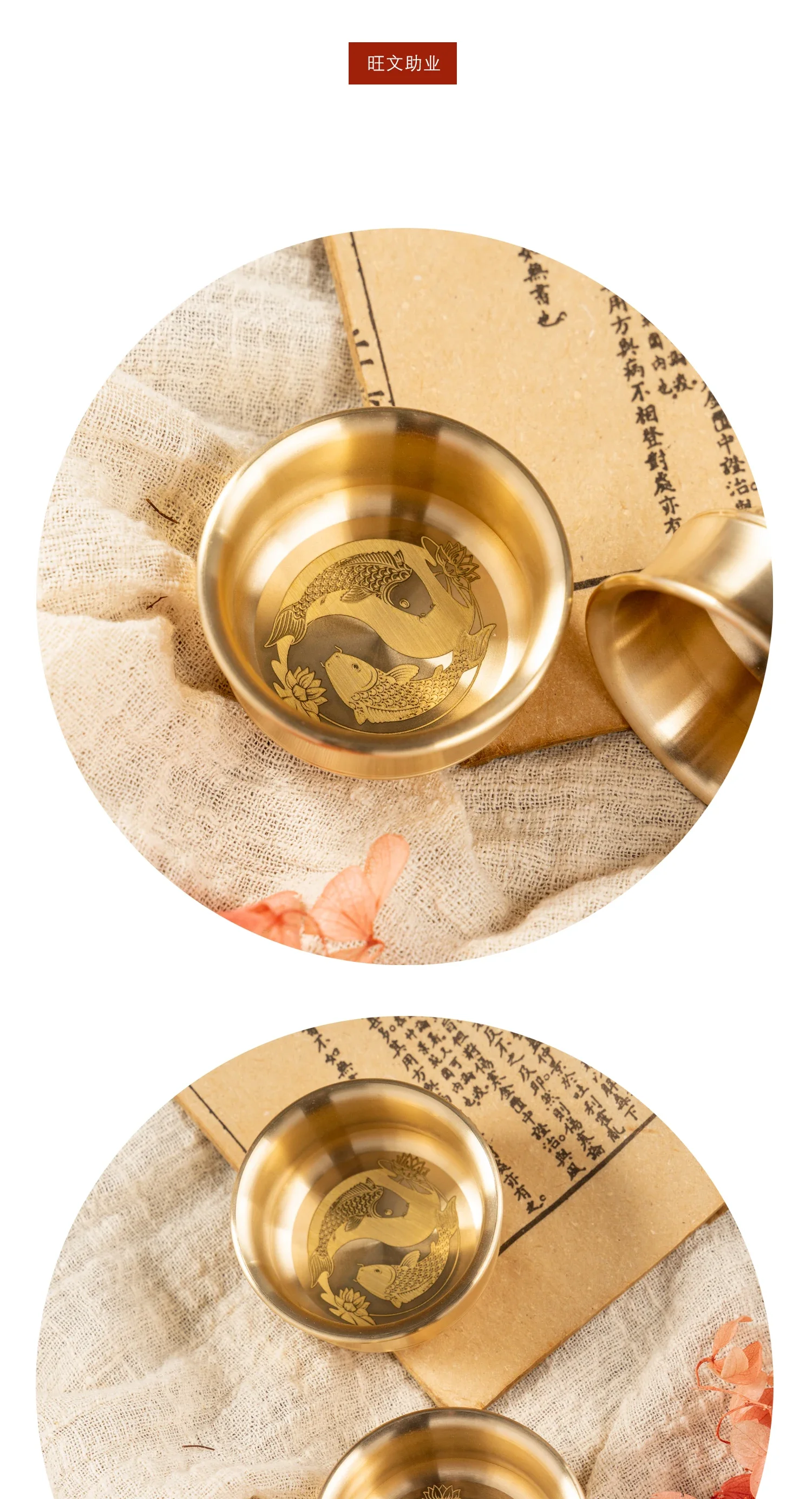 Brass relief koi cup bamboo joint water cup tea set artwork living room tea table home decoration cup shape ornaments gift givin