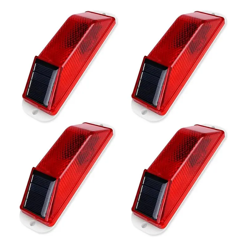 WCS-Solar Warning Lights, Bright Solar Strobe Lamp Magnetic Base, Waterproof LED Beacon Safety Light Outdoor 16 Pack Red