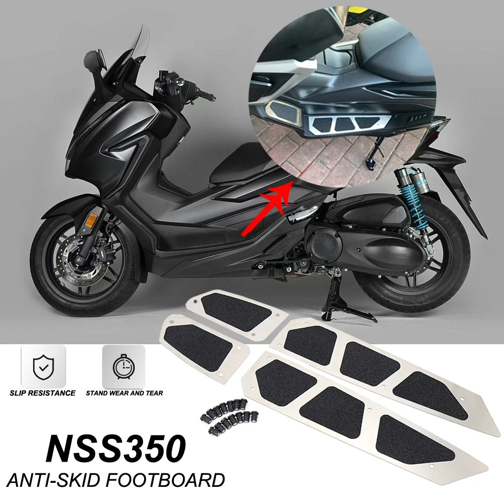 New Motorcycle Stainless Steel Front and Rear Footerst Footboard Step Foot Pegs Pedal  For Honda Forza350 Nss350 Forza NSS 350