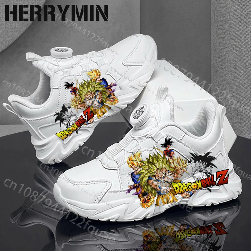 Japanese Style Dragon Ball Print Kids Chunky Sneakers Rotary Buckle Anti Slip Boys Casual Shoes Daily Wear Shoes
