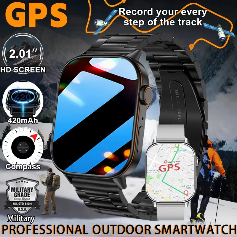 

2025 NEW Fashion Built-in GPS Position Smart Watch 420mAh Battery Fitness Tracker Compass HD Screen Waterproof Sport Smart watch