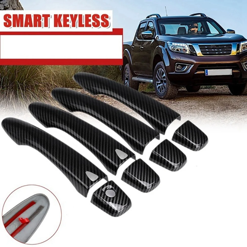 4PCS for Navara NP300 2015-2020 Carbon Fiber Car Door Handle Cover Trim Sticker Decoration