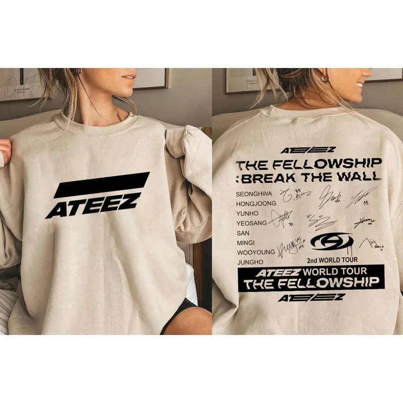 Ateez Bouncy Hoodie Fashion Women Harajuku Graphic Hoodies Unisex Letter Print Pullovers Sweatshirts Korea