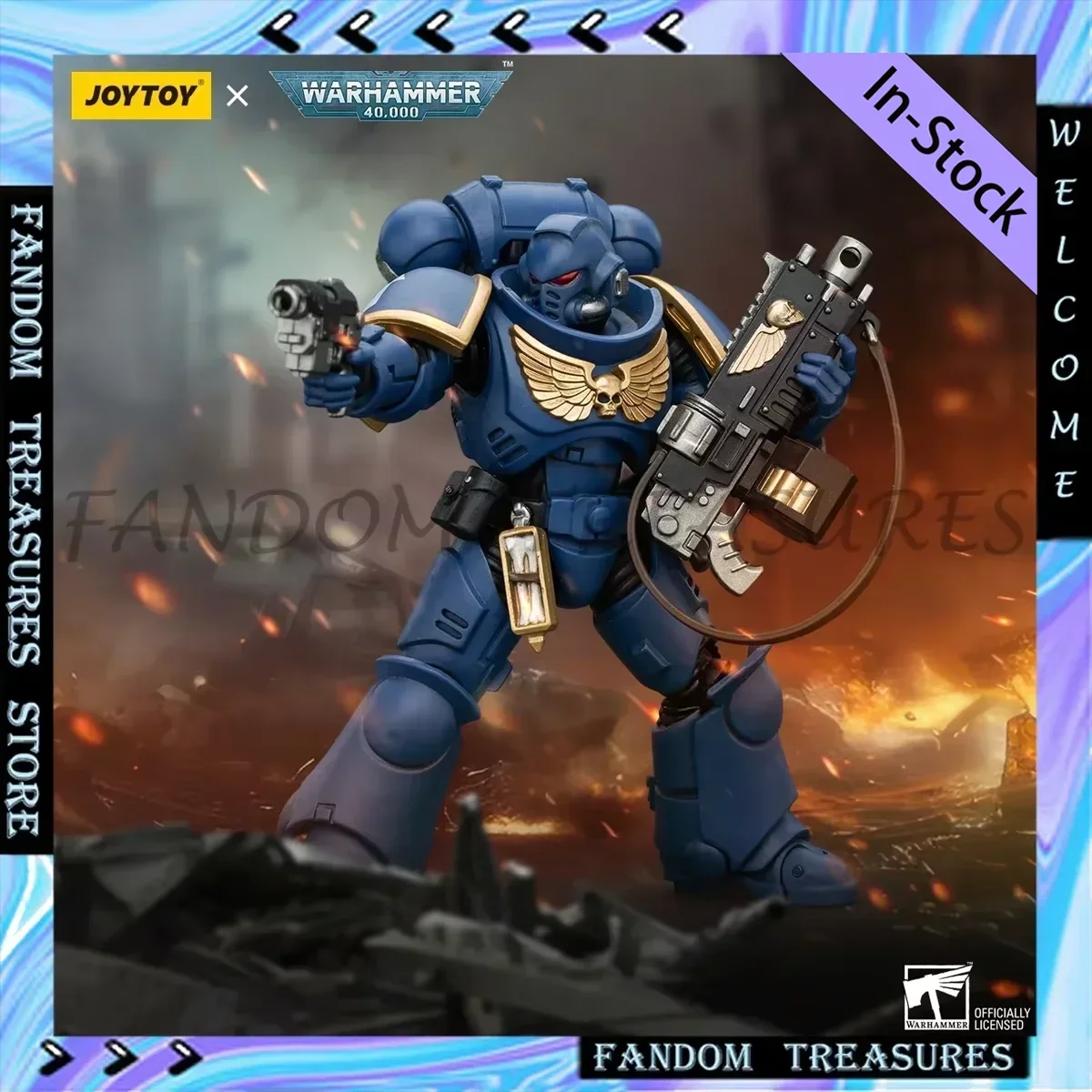 JOYTOY Warhammer 40k 1/18 Action Figurine Ultramarines Intercessor Anime Military Figure Collectible Model Toy Decor Statue Gift