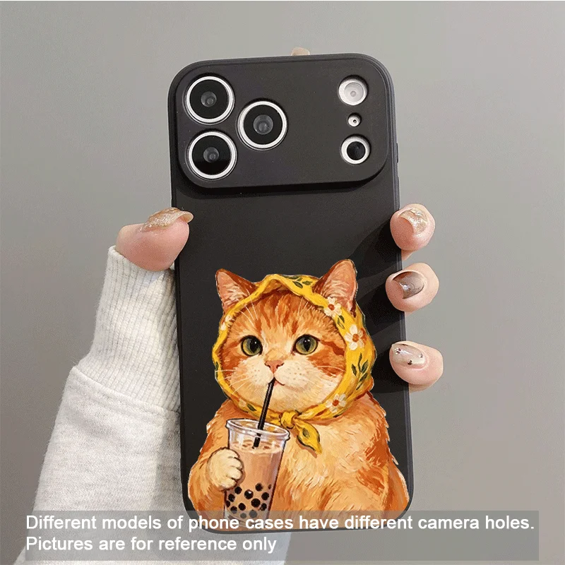 Funny Cartoon Animal Cat Couple Printed Phone Case for iPhone 17 Pro Max 16 15 14 13 12 11 Mini X XR XS MAX 7 8 Plus Soft Cover view 6