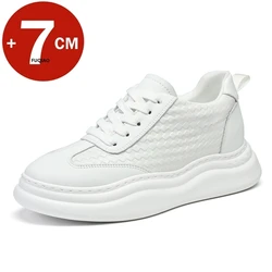Breathable Outdoor Elevator Sneakers Men Shoes Cowhide Casual Shoes Walking Sports Men Genuine Leather Height Increasing Shoes