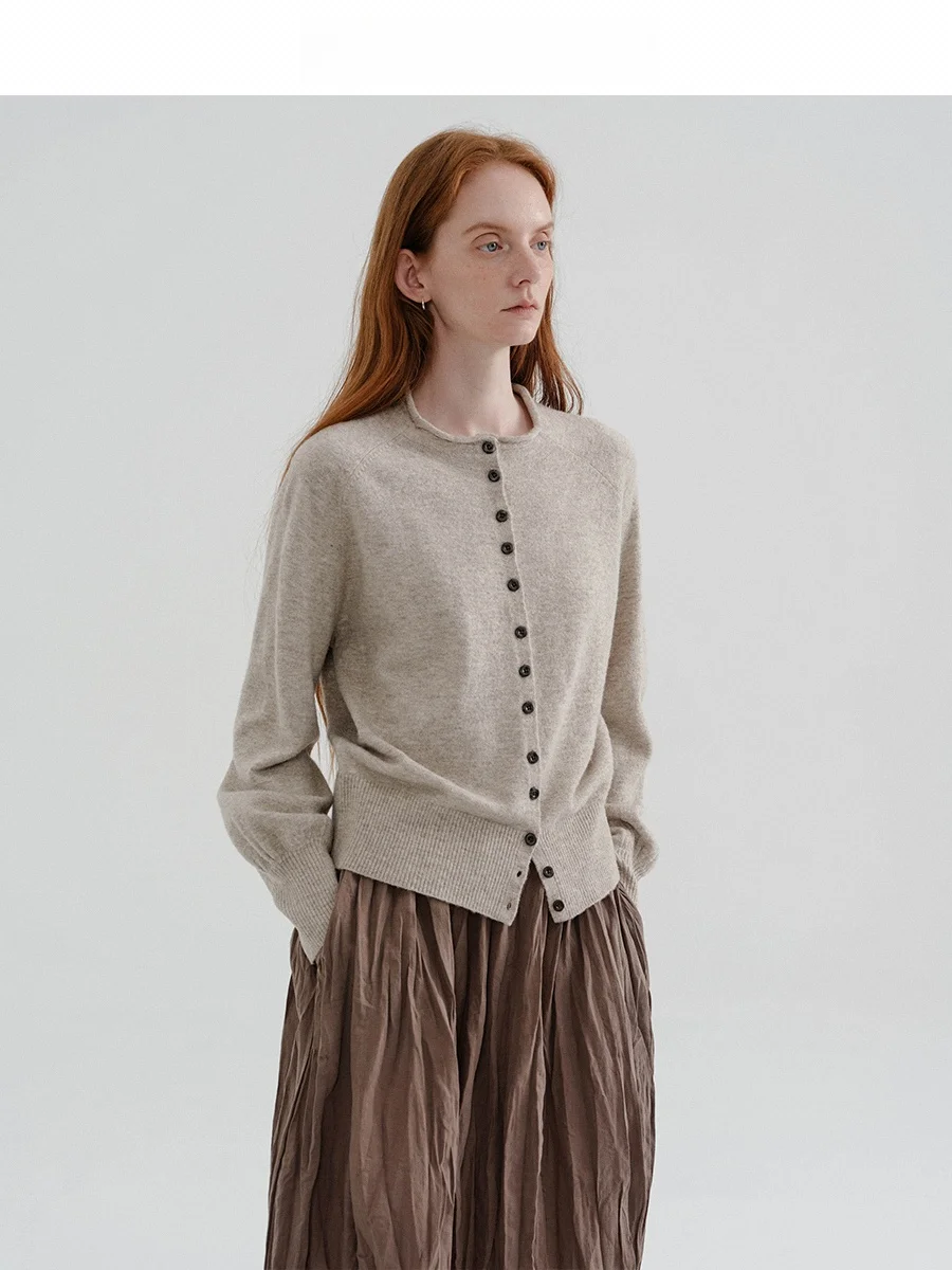 CHACHA Learsel Handmade Feels Cashmere Natural A-Line  Skirt with Pleats for Women High Waist Loose Fit Autumn Season