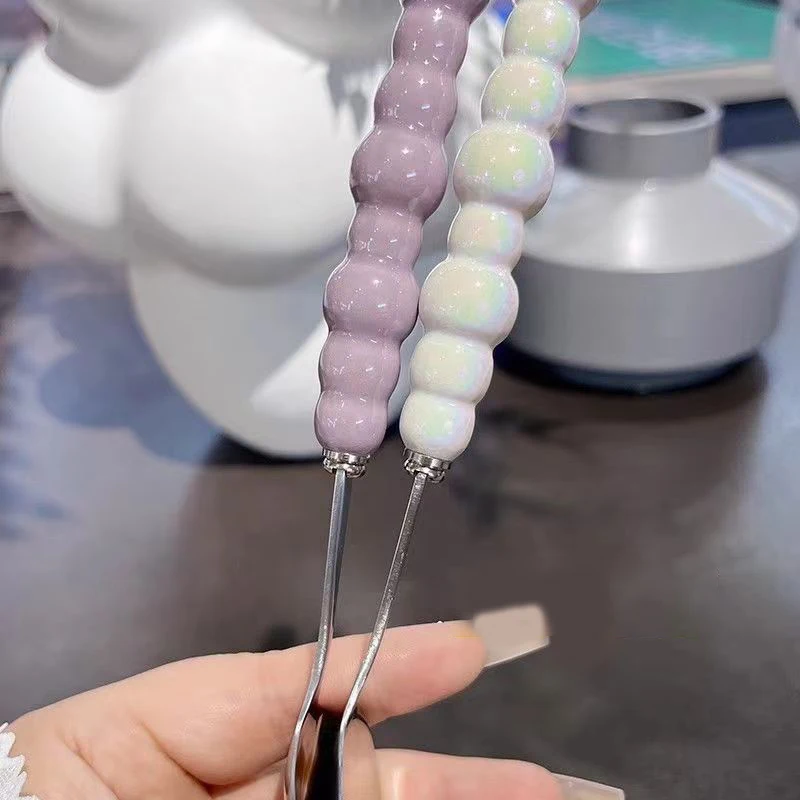 Cucchiaio con manico di perle cucchiai per mescolare in acciaio inossidabile torta per gelato cucchiaio da Dessert Bar accessori da cucina gadget per posate per feste