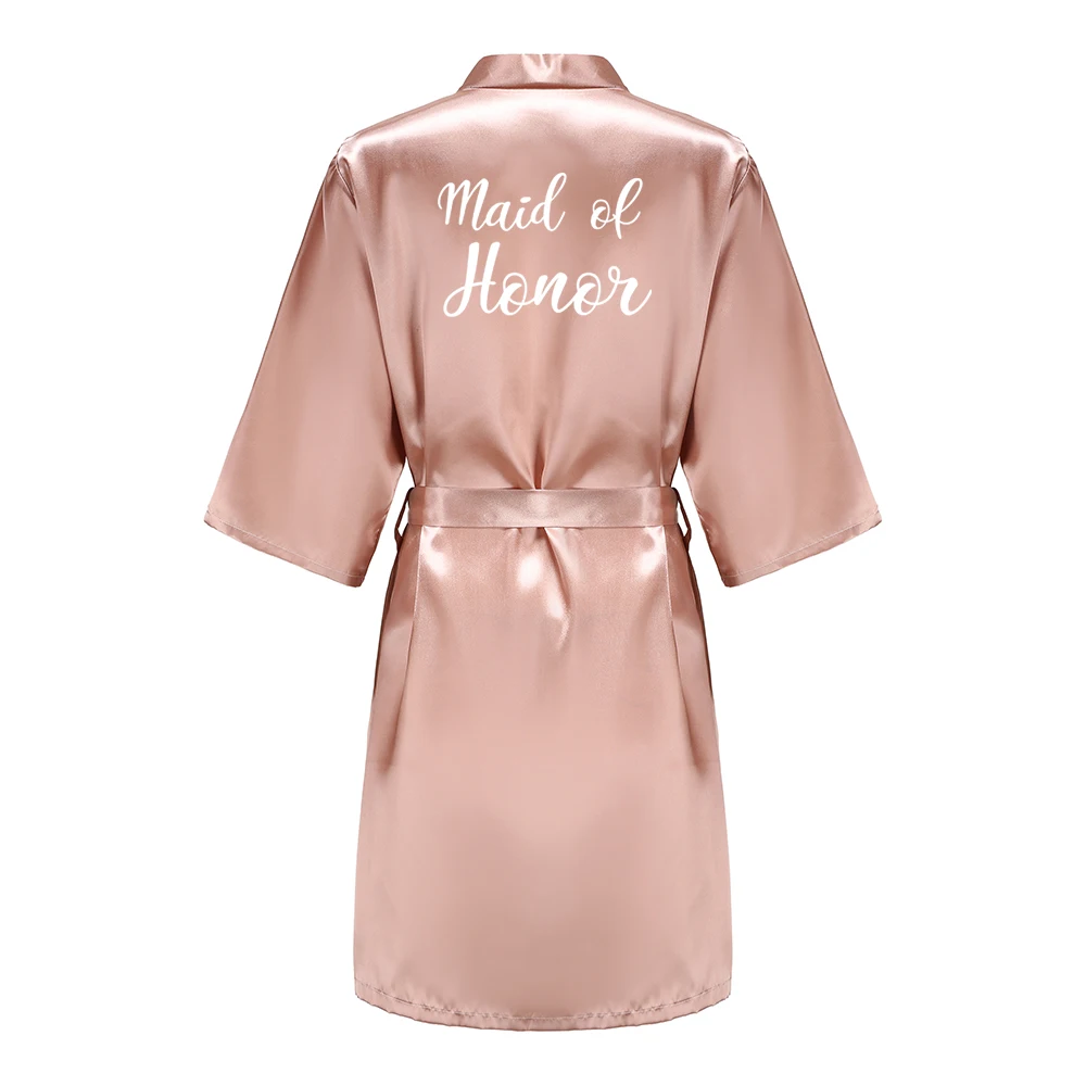 Wedding Bride Bridesmaid Robes for Women Bridal Party Gifts Team Dress Gown Silk Satin Sleepwear Kimono Sexy Summer Bathrobe