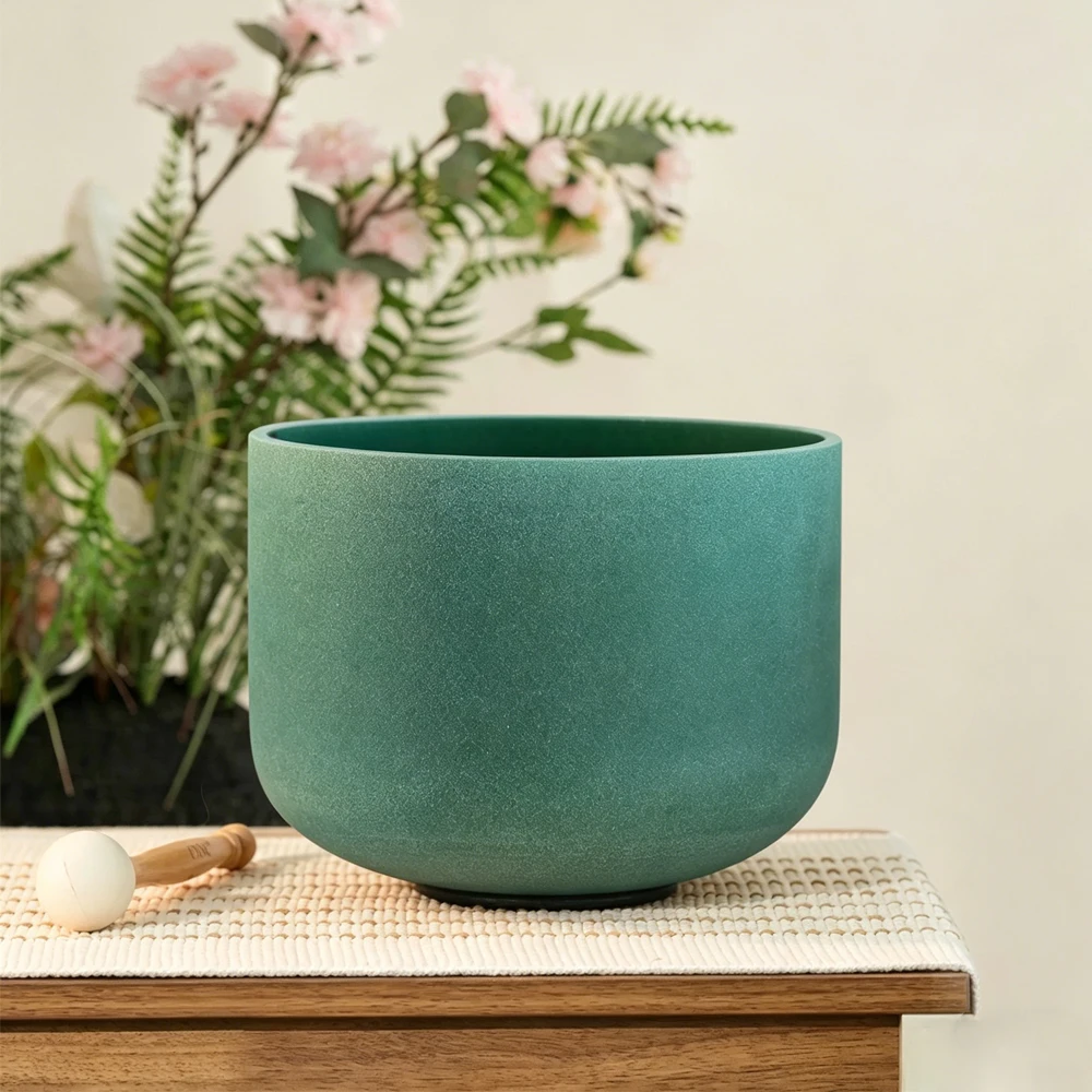 Hye-eun 12inch Obsidian/Morganite/Emerald...Gemstone Fusion Crystal Singing Bowl Tibetan Bowl for Meditation Sound Healing