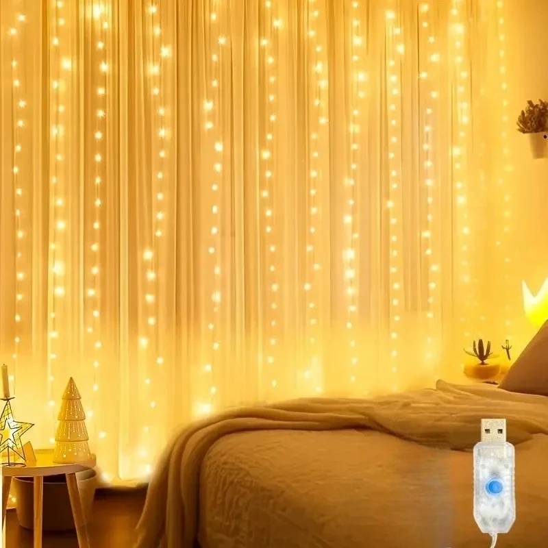 USB LED Curtain Light Indoor Fairy Tale Curtain Light Suitable for Bedroom Background Window Wall Holiday Lighting Decoration