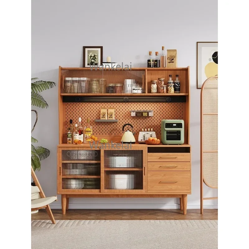 

Solid wood dining side cabinet integrated modern simple Nordic high cabinet Japanese tea cabinet living room rack