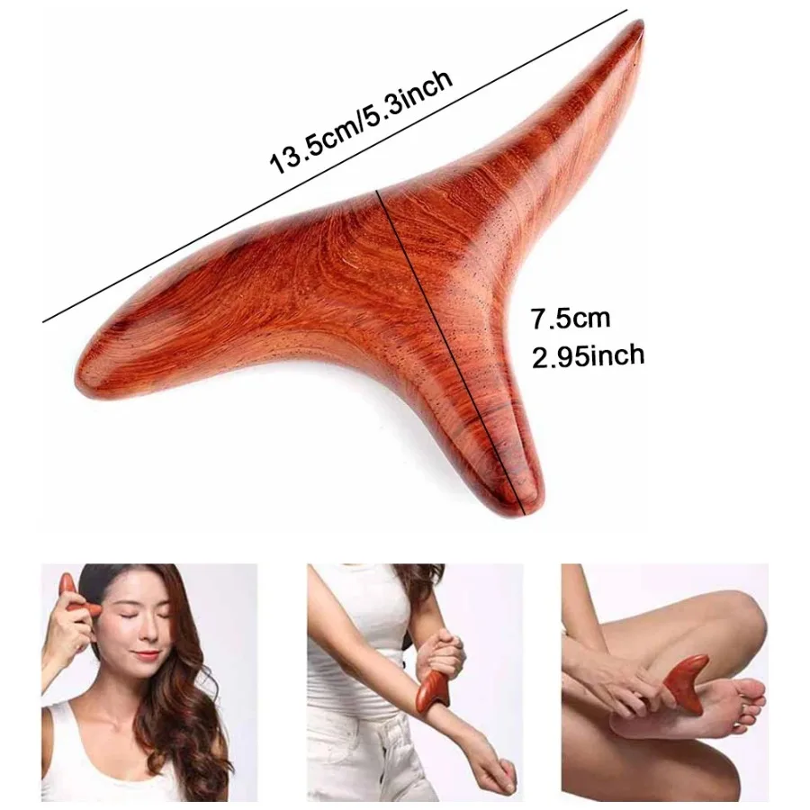 Wood Gua Sha Massage Tool, Trigger Point & Lymphatic Drainage, Professional Wood Therapy Scraper for Back Leg Hand Face