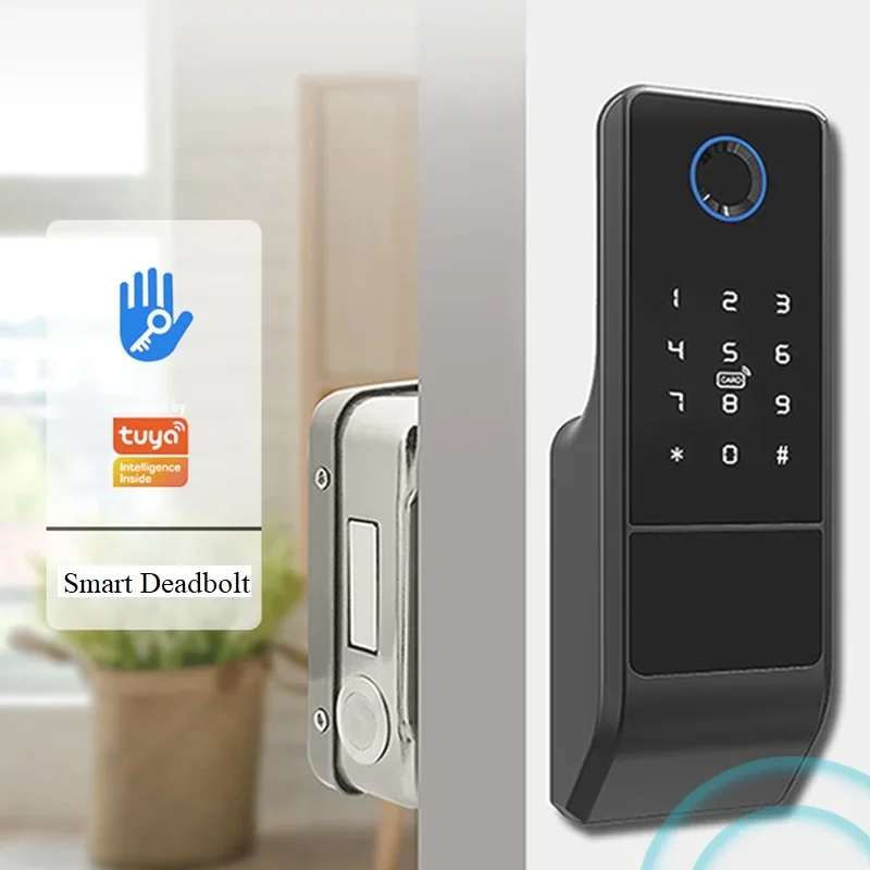 Keypad Smart Deadbolt Door Lock Keyless Entry Fingerprint Electronic Lock Digital Deadbolt Ttlock Tuya App Intelligent Home Lock