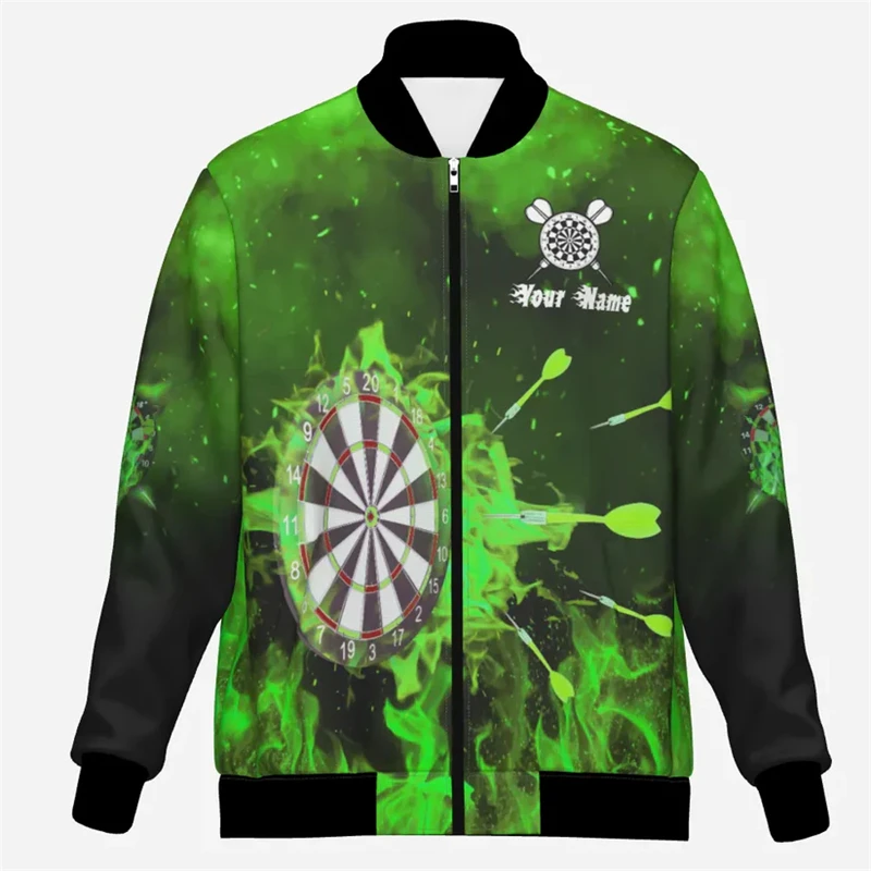 Mode Darts 3D gedruckt Jacke benutzerdefinierte Name Team Name Personalisierung Reißverschluss Jacken Trend lässig übergroße Sweatshirts Mantel