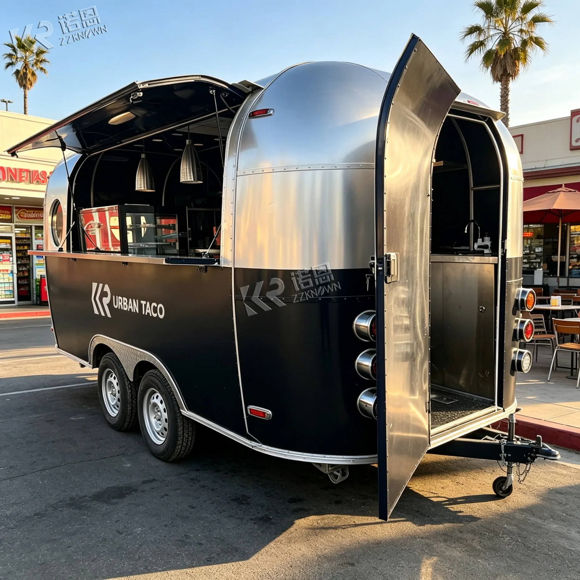 Commercial Kitchen Trailer - Robuster Foodtruck-Anhänger aus Fiberglas mit abnehmbarer