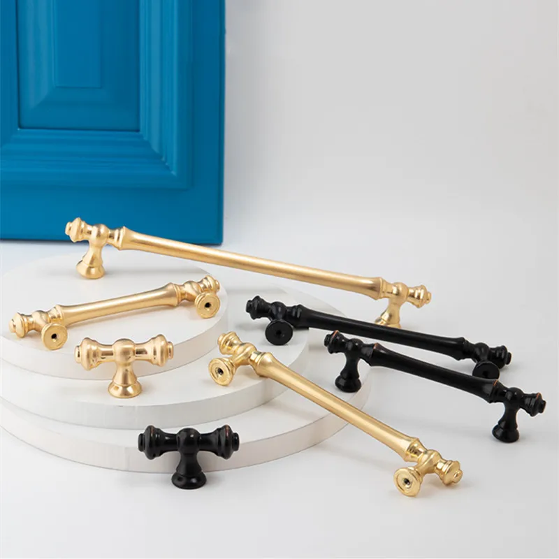 Zinc Alloy Cabinet Door Handles Gold Black Knobs Antique Drawer Pulls Vintage Kitchen Cupboard Handle Wardrobe Pull Hardware