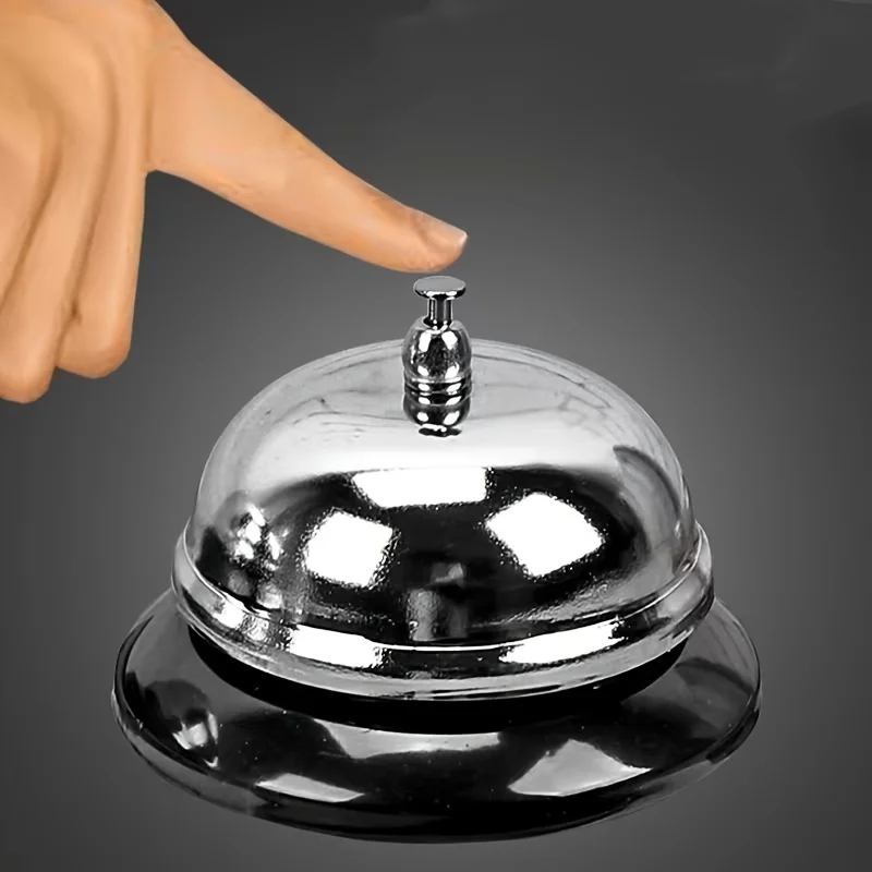 1PC Stainless Steel Restaurant Call Bell - Durable Battery-Free Manual Service Bell for Hotels, Bars, Home Use