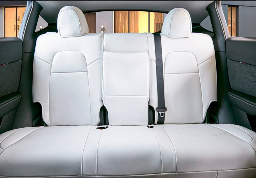 11PCS Vollen Satz Autositzbezüge Für 2020-2024 Tesla Modell Y 5 Sitz Nappa PU Leder Vorne und Hinten Sitzbezug Kissen Protektoren – Detail 3
