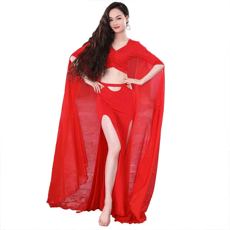 ที่กําหนดเองBelly Danceเครื่องแต่งกายฝึกชุดใหญ่ลอยผ้าพันคอเอวสูงกระโปรงยาวอินเดียเสื้อผ้าผู้หญิงFalda Bellydance