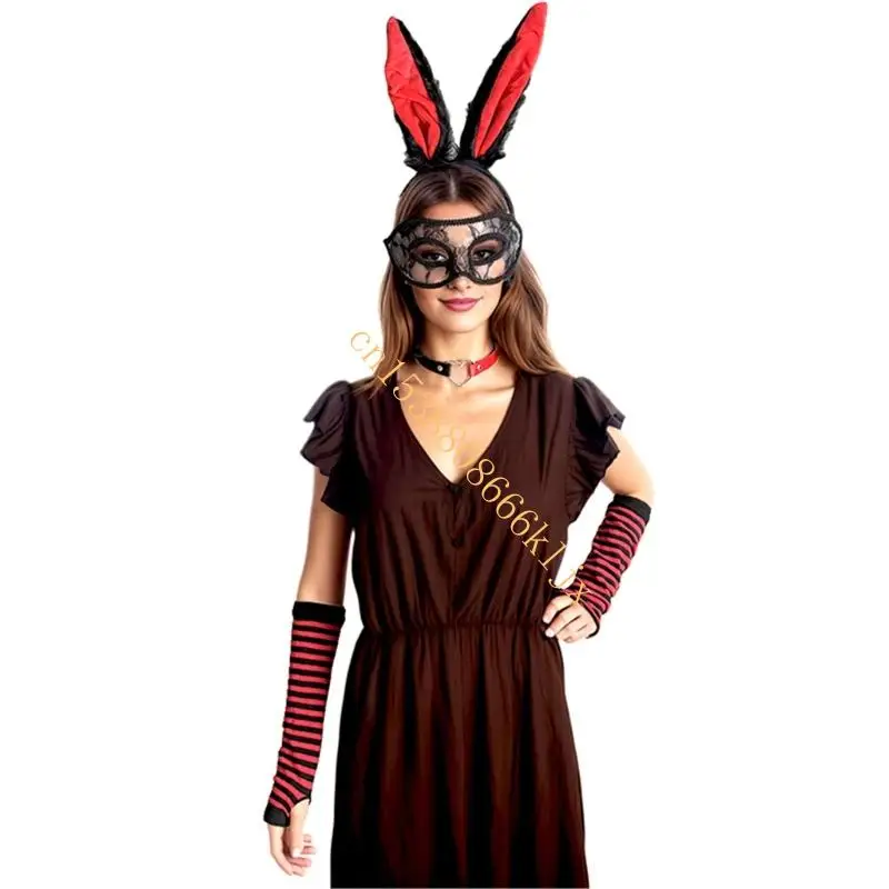 زي أرنب عيد الفصح للنساء آذان أرنب أذنب الشريط جوارب الأشرطة التيل لحزب كوز هالوين 066C