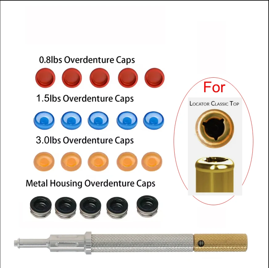 20pcs For Dental Overdenture Abutment Implant Retention Locator Male Cap Inserts Locator Core Tool