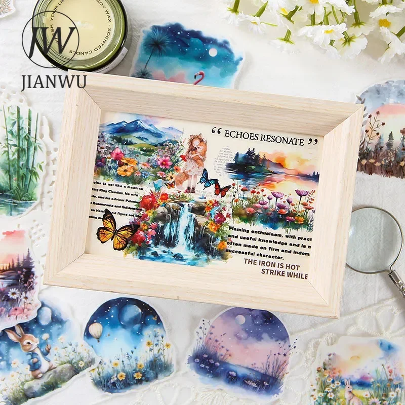 JIANWU Sea of Flower Series Vintage Plant Flower Landscaping Material Collage Washi Sticker Creative DIY Journal Stationery