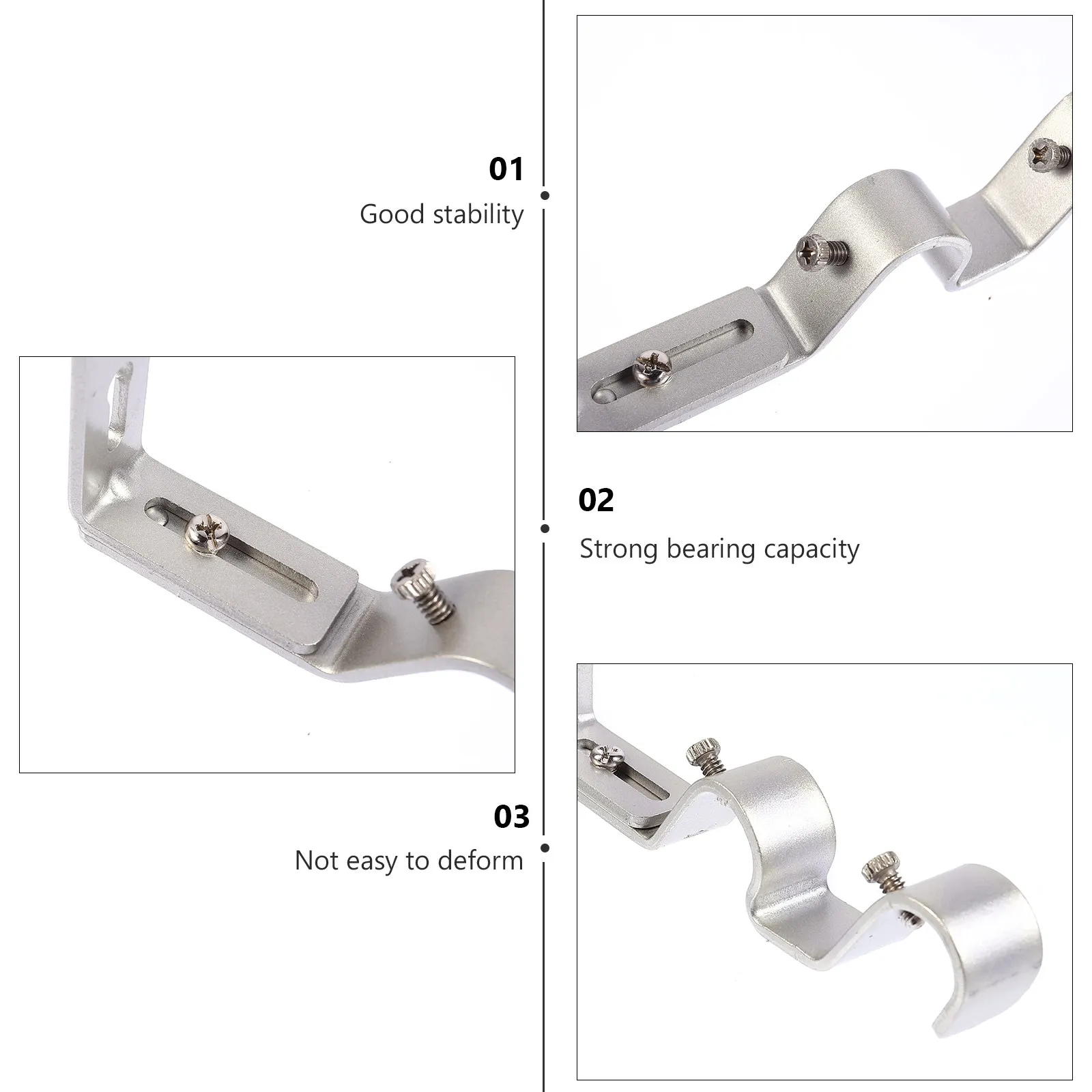 3Pcs Premium Heavy-Duty Iron Curtain Rod Brackets for Double Rods Sturdy Supports for Home Office Hotel Store Use Curtain Pole