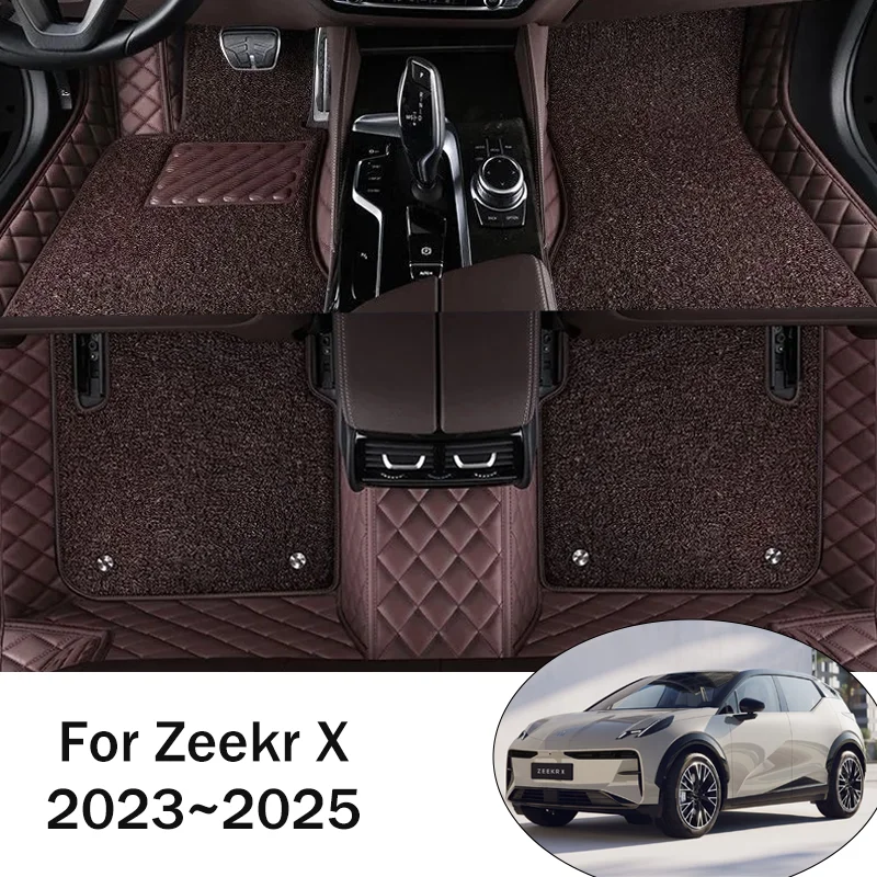 

Для Zeekr X 2023 ~ 2025 2024 LHD RHD автомобильные кожаные коврики, устойчивые к царапинам ковры, аксессуары для защиты салона
