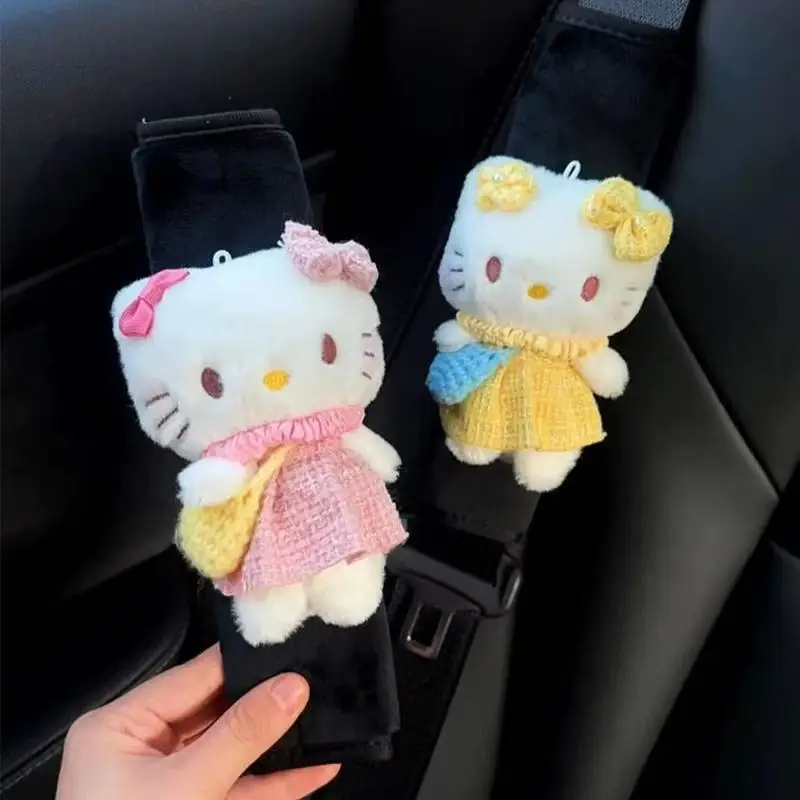 

Hello Kitty Car Seat Belt Covers Plush Doll Soft Velvet Shoulder Pad Safety Belt Cover for Adult Kid Car Interior Accessories