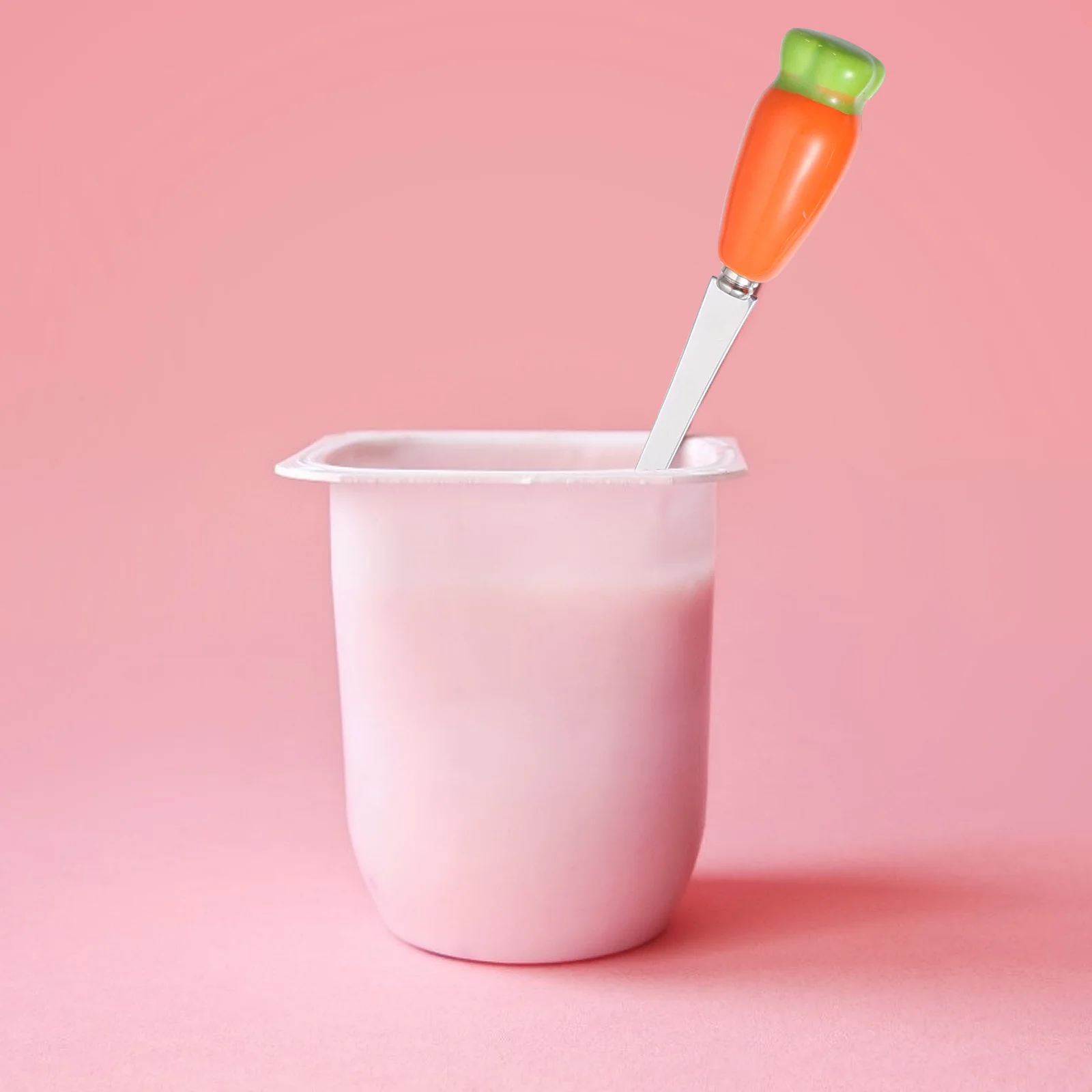 

5Pcs Stainless Steel Stirring Spoon Long Handle Ceramic Radish Design Coffee Dessert Drink Mixing Spoon Kitchen Gadget