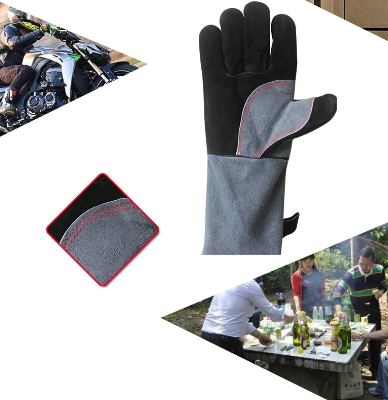 500℃ Heat Resistant Oven Gloves Mitts Baking BBQ Gloves for Grill Heat Insulation Leather Forging Welding Gloves