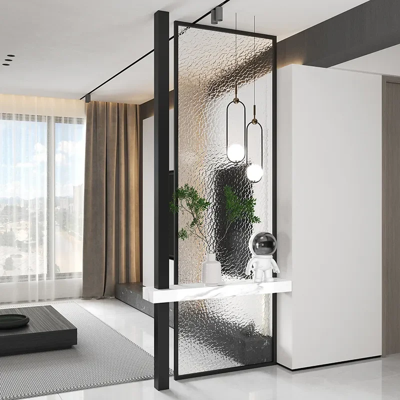 Modern Water Pattern Glass Screen Partition for Living Room Entrance Entryway Washbasin Divider Wall Simple Home Decor