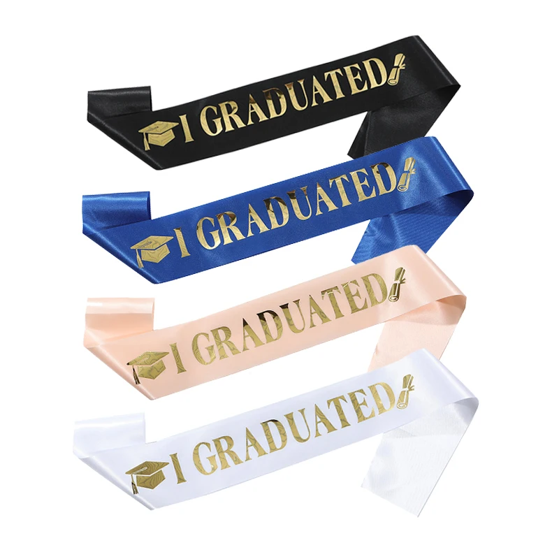 1Pcs 80cm*10cm Colorful I Graduated Printed Ribbon Shawl Student Graduation Ceremony Party Decoration Supplies